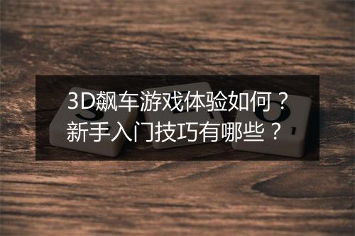 3D飙车游戏体验如何？新手入门技巧有哪些？