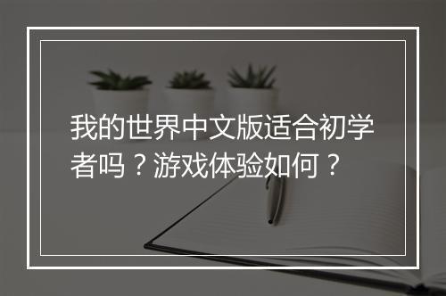 我的世界中文版适合初学者吗？游戏体验如何？