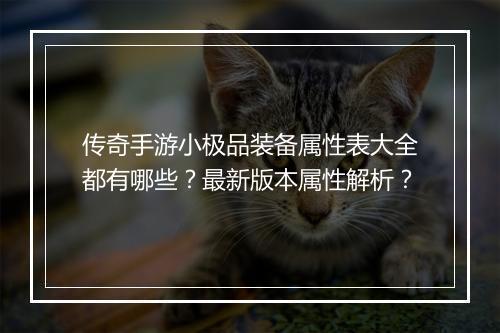 传奇手游小极品装备属性表大全都有哪些？最新版本属性解析？