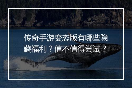 传奇手游变态版有哪些隐藏福利？值不值得尝试？