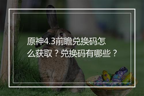 原神4.3前瞻兑换码怎么获取？兑换码有哪些？