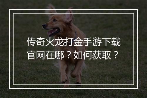 传奇火龙打金手游下载官网在哪？如何获取？