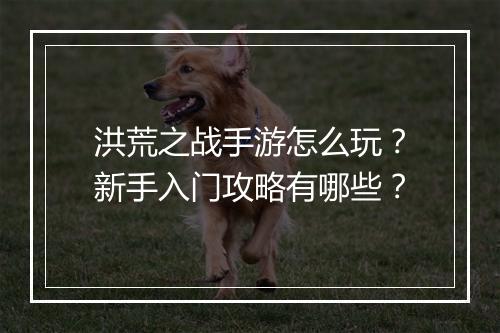 洪荒之战手游怎么玩？新手入门攻略有哪些？