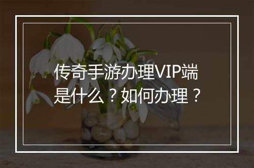 传奇手游办理VIP端是什么？如何办理？