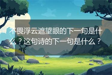 不畏浮云遮望眼的下一句是什么？这句诗的下一句是什么？