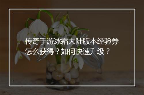 传奇手游冰霜大陆版本经验券怎么获得？如何快速升级？