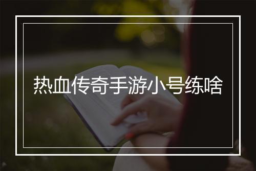 热血传奇手游小号练啥