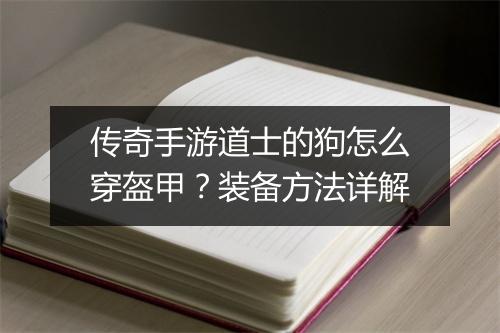 传奇手游道士的狗怎么穿盔甲？装备方法详解