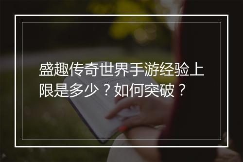 盛趣传奇世界手游经验上限是多少？如何突破？