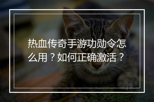热血传奇手游功勋令怎么用？如何正确激活？
