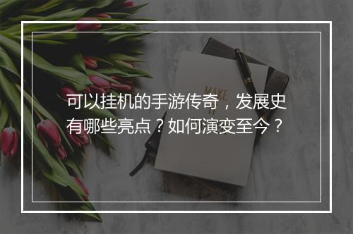 可以挂机的手游传奇，发展史有哪些亮点？如何演变至今？