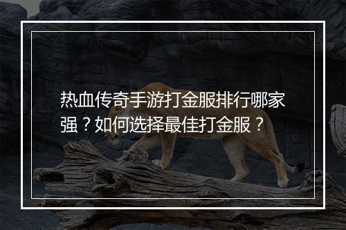 热血传奇手游打金服排行哪家强？如何选择最佳打金服？