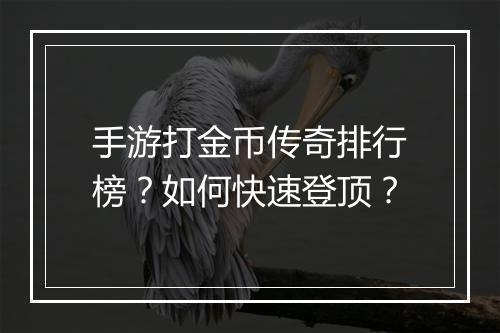 手游打金币传奇排行榜？如何快速登顶？