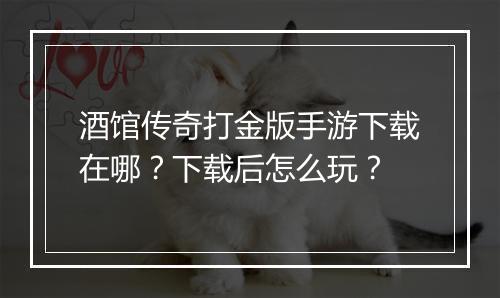 酒馆传奇打金版手游下载在哪？下载后怎么玩？