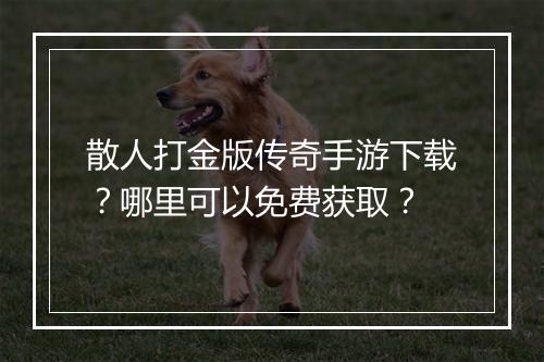 散人打金版传奇手游下载？哪里可以免费获取？