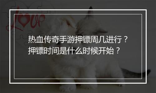 热血传奇手游押镖周几进行？押镖时间是什么时候开始？