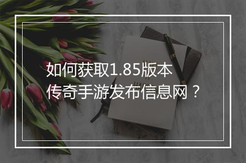 如何获取1.85版本传奇手游发布信息网？