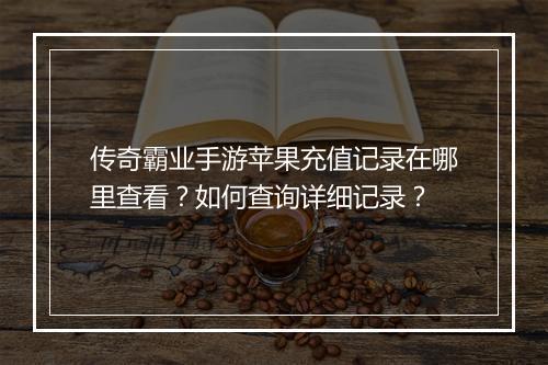传奇霸业手游苹果充值记录在哪里查看？如何查询详细记录？