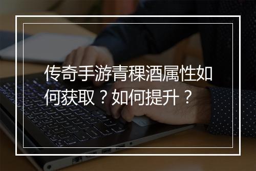 传奇手游青稞酒属性如何获取？如何提升？