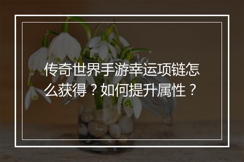传奇世界手游幸运项链怎么获得？如何提升属性？