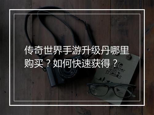 传奇世界手游升级丹哪里购买？如何快速获得？