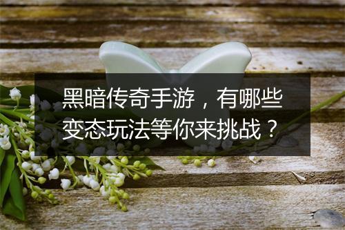 黑暗传奇手游，有哪些变态玩法等你来挑战？