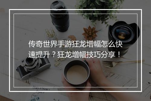 传奇世界手游狂龙增幅怎么快速提升？狂龙增幅技巧分享！