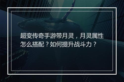 超变传奇手游带月灵，月灵属性怎么搭配？如何提升战斗力？