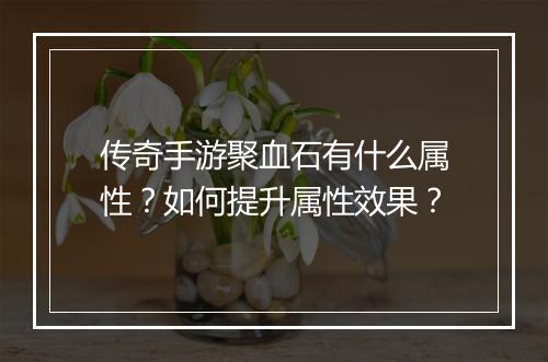 传奇手游聚血石有什么属性？如何提升属性效果？