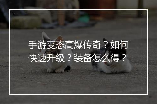 手游变态高爆传奇？如何快速升级？装备怎么得？
