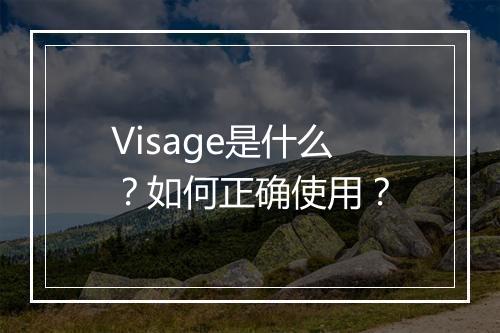 Visage是什么？如何正确使用？