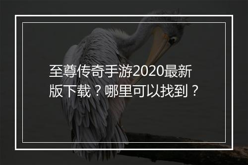 至尊传奇手游2020最新版下载？哪里可以找到？