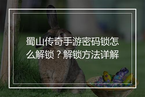 蜀山传奇手游密码锁怎么解锁？解锁方法详解