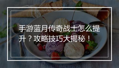手游蓝月传奇战士怎么提升？攻略技巧大揭秘！