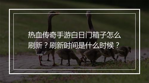 热血传奇手游白日门箱子怎么刷新？刷新时间是什么时候？