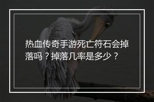 热血传奇手游死亡符石会掉落吗？掉落几率是多少？