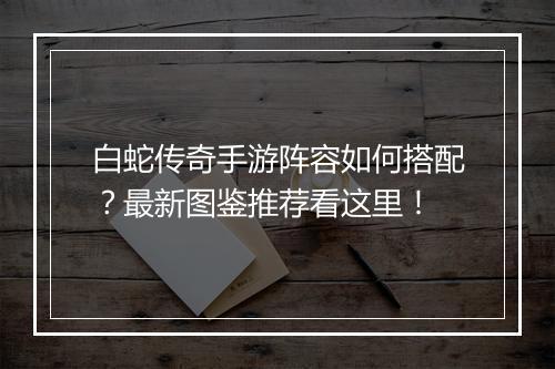 白蛇传奇手游阵容如何搭配？最新图鉴推荐看这里！
