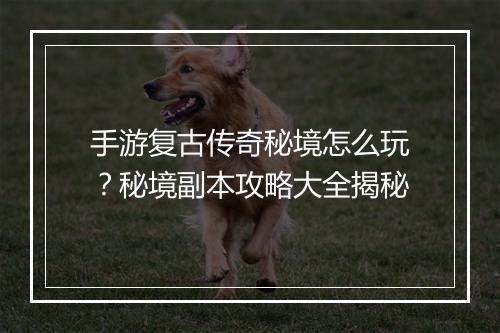 手游复古传奇秘境怎么玩？秘境副本攻略大全揭秘