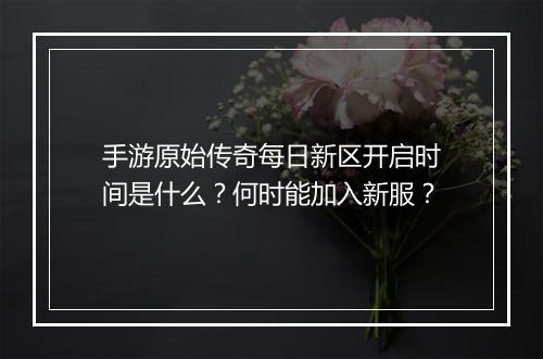 手游原始传奇每日新区开启时间是什么?何时能加入新服?