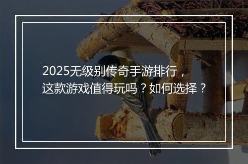 2025无级别传奇手游排行，这款游戏值得玩吗？如何选择？