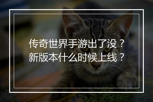 传奇世界手游出了没？新版本什么时候上线？