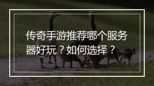 传奇手游推荐哪个服务器好玩？如何选择？