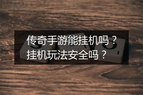 传奇手游能挂机吗？挂机玩法安全吗？