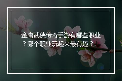 金庸武侠传奇手游有哪些职业？哪个职业玩起来最有趣？