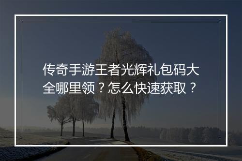 传奇手游王者光辉礼包码大全哪里领？怎么快速获取？