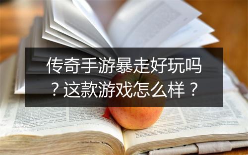 传奇手游暴走好玩吗？这款游戏怎么样？