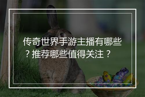 传奇世界手游主播有哪些？推荐哪些值得关注？
