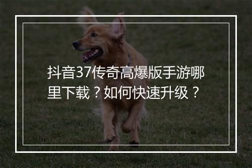 抖音37传奇高爆版手游哪里下载？如何快速升级？