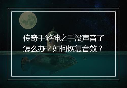 传奇手游神之手没声音了怎么办？如何恢复音效？
