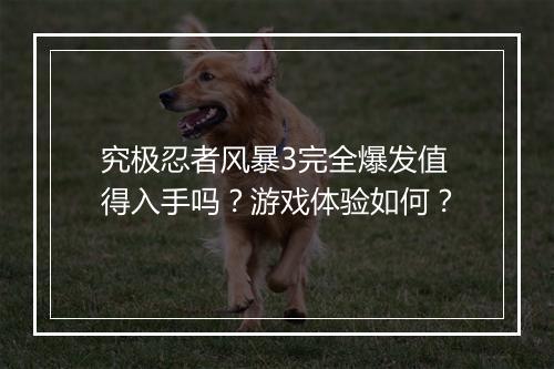 究极忍者风暴3完全爆发值得入手吗？游戏体验如何？
